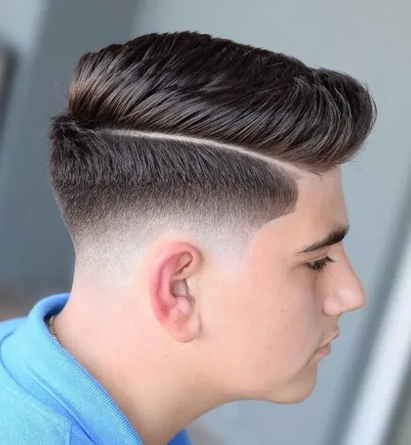 Cropped Crew Cut with Shaved Line Design Cropped Crew Cut with Shaved Line Design