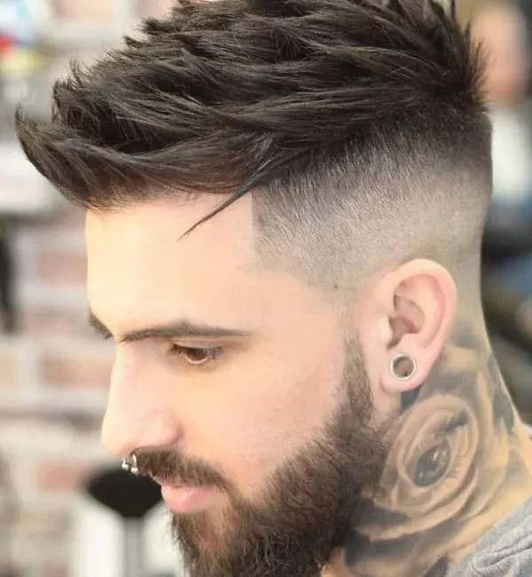 Edgy Slick Back Fade with Line Up