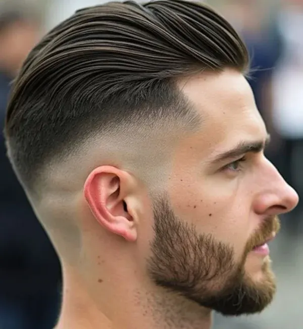 Long Brush Back with Low Fade