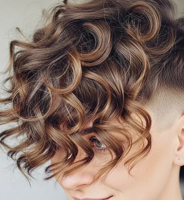 Long Curly Fringe with Short Sides Long Curly Fringe with Short Sides