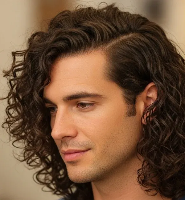 Long Curly Hair with Side Part Long Curly Hair with Side Part
