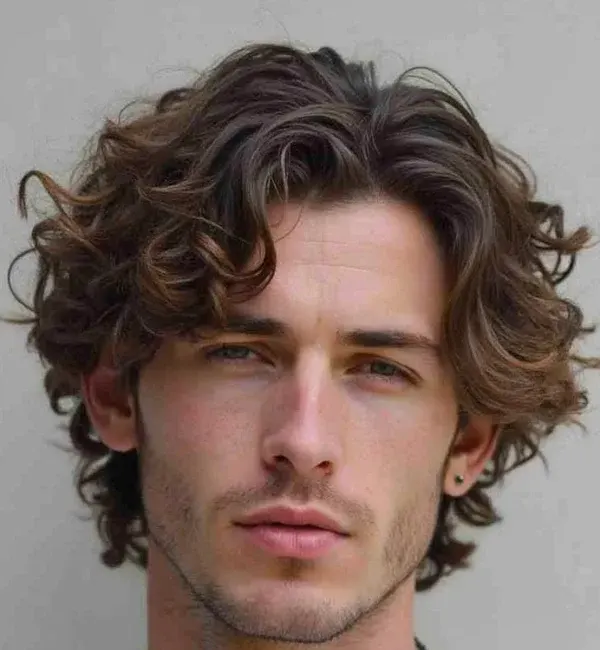 Messy Curly Middle Part