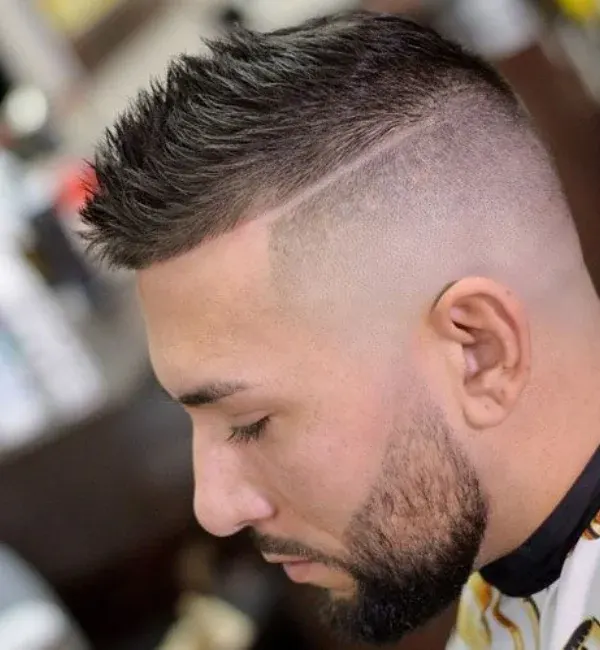 Messy Short Spiky Hair Fade with Beard