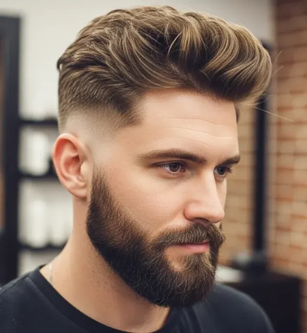 Messy Textured Top with Short Sides and Beard