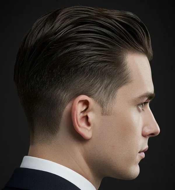 Pulled Back Center Part with Short Sides Pulled Back Center Part with Short Sides