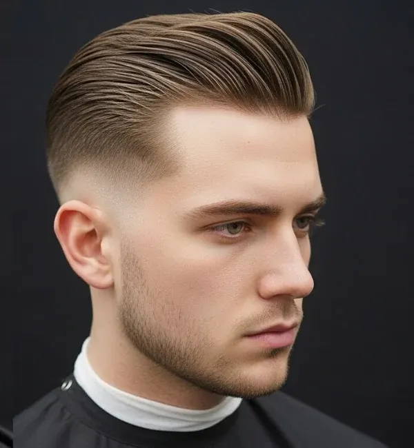 Short Slick Back with High Skin Fade