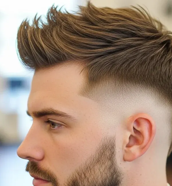Textured Faux Hawk with Low Burst Fade
