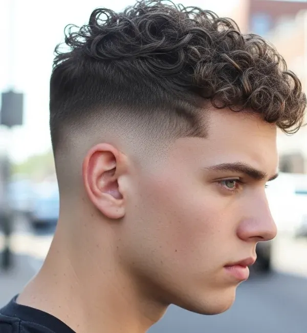 Textured Short Curls with Fade Textured Short Curls with Fade