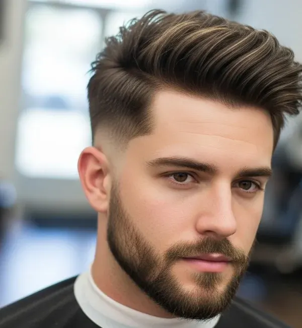 Textured Short Hairstyle with Mid Fade