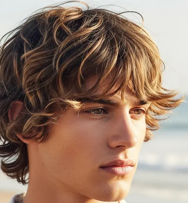 Textured Surfer Curls with Messy Bangs Textured Surfer Curls with Messy Bangs