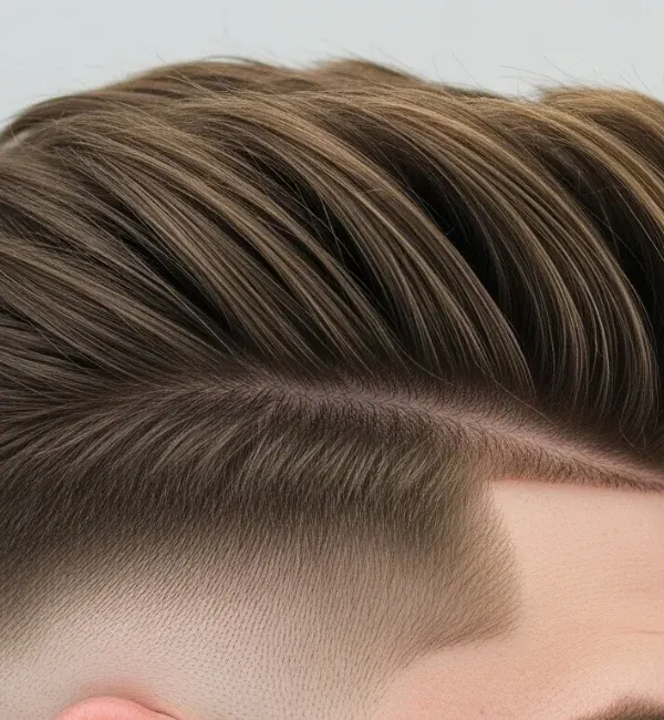 Thick Brush Back with Drop Fade