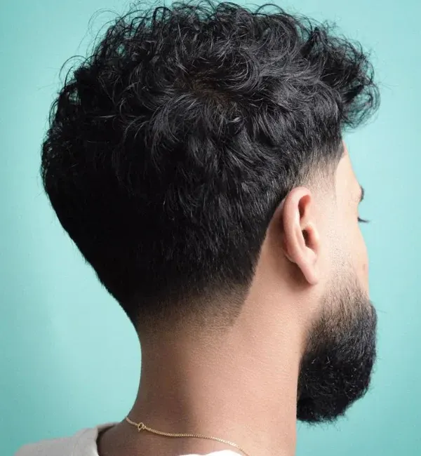 Thick Curly Taper Fade