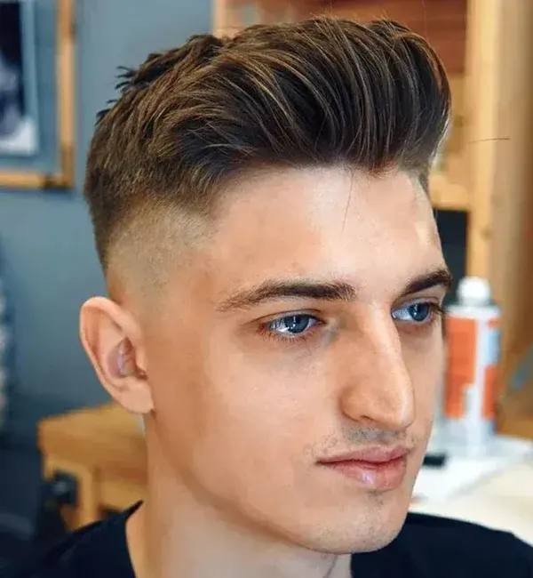 Youthful Short Quiff with Drop Fade and Beard Youthful Short Quiff with Drop Fade and Beard